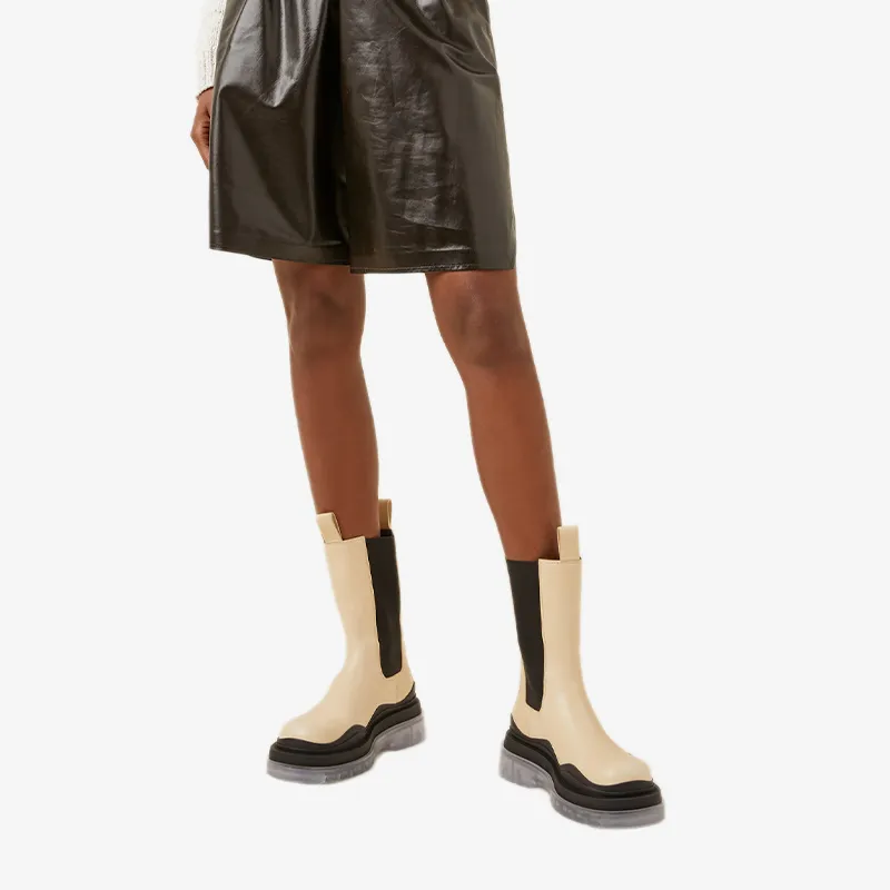 Beige/Black Chelsea Boots
