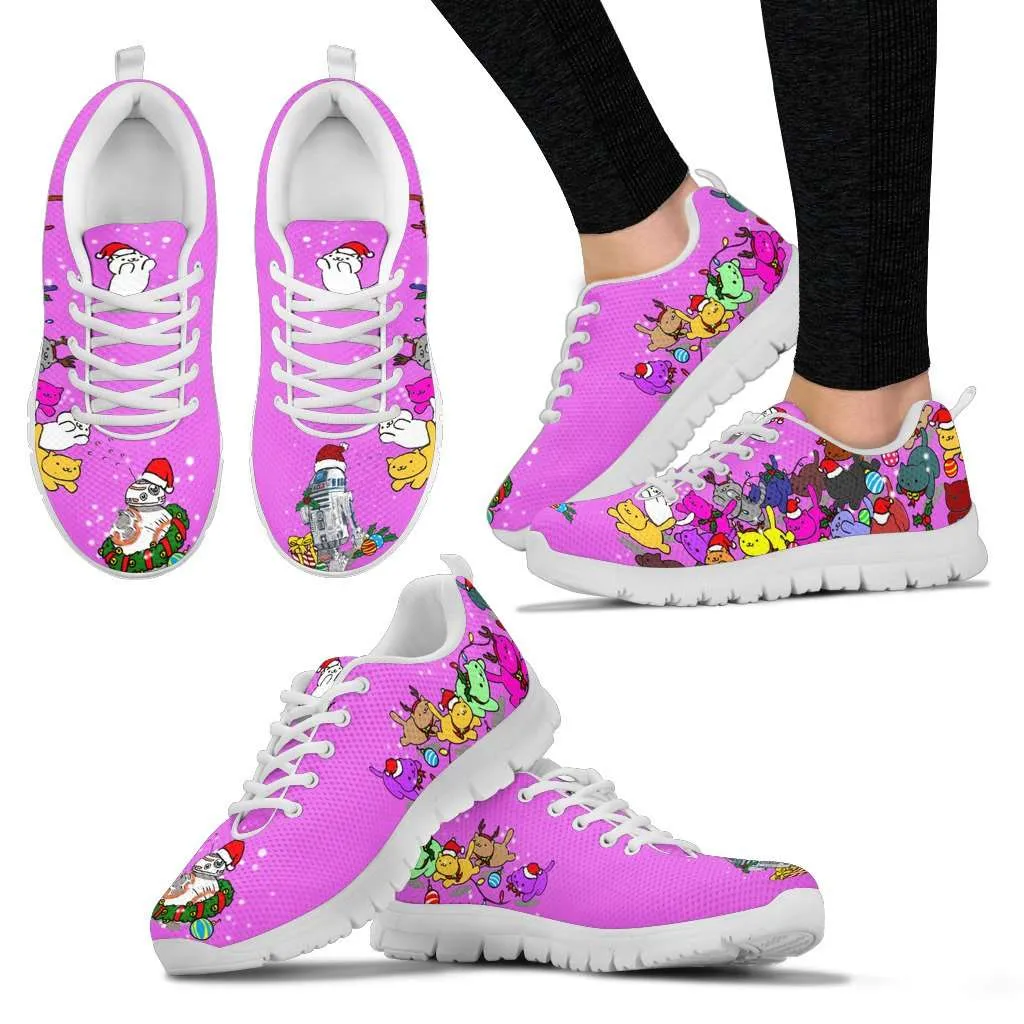 Christmas Nekos Chasing Droids Ladies Running Shoes