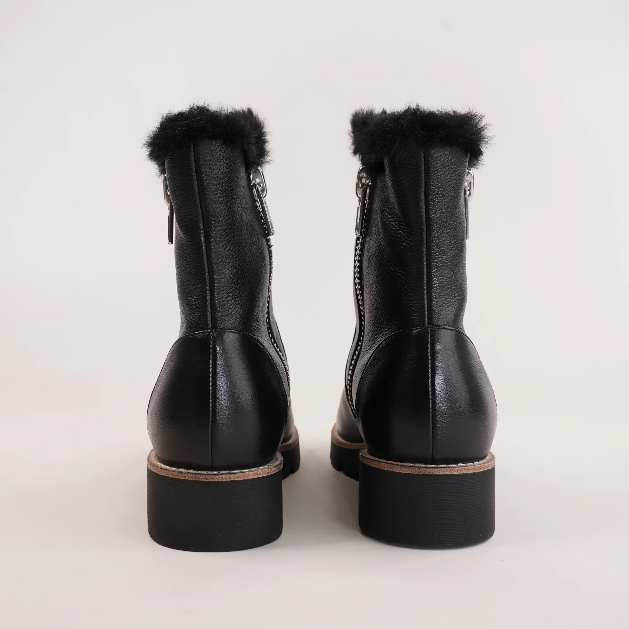Dlinga Black/Black Fur Leather Boots