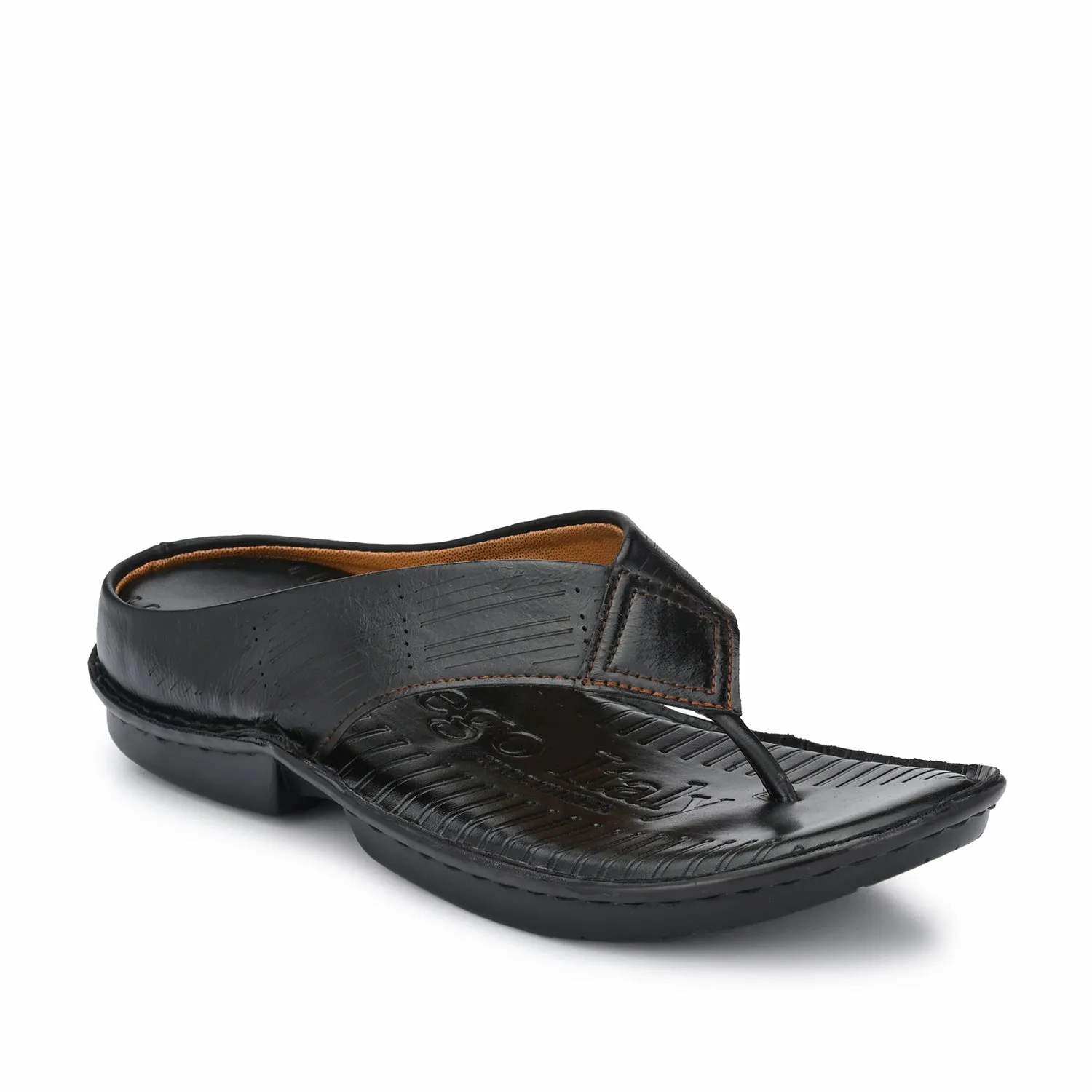 Eego Italy Men's Comfort Thong Slippers KM-3-BLACK