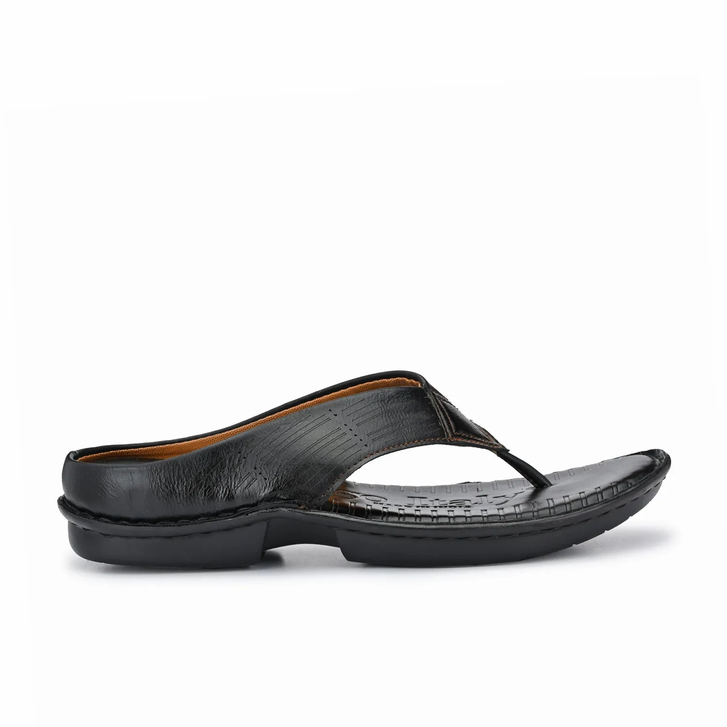 Eego Italy Men's Comfort Thong Slippers KM-3-BLACK