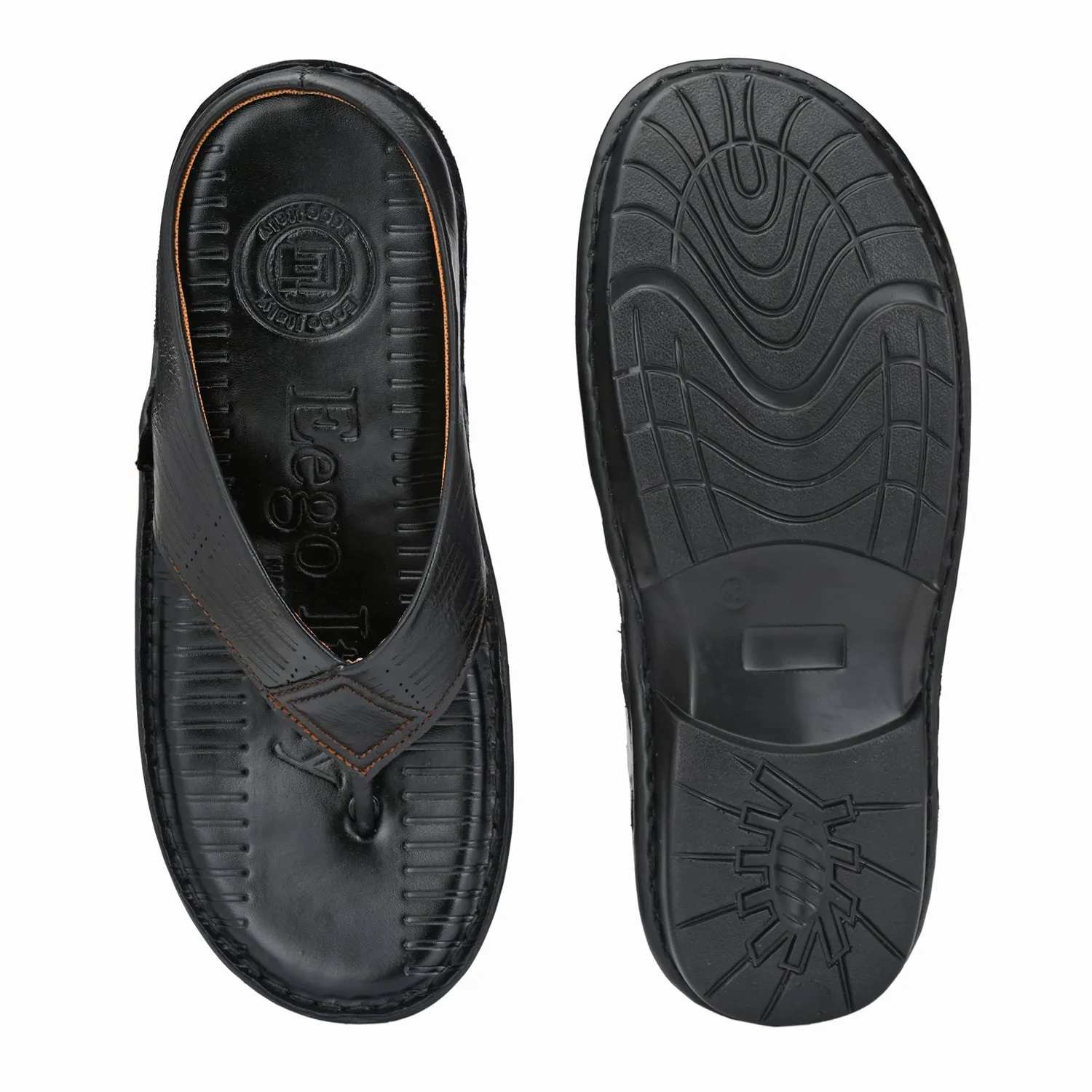Eego Italy Men's Comfort Thong Slippers KM-3-BLACK