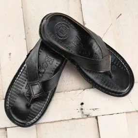 Eego Italy Men's Comfort Thong Slippers KM-3-BLACK