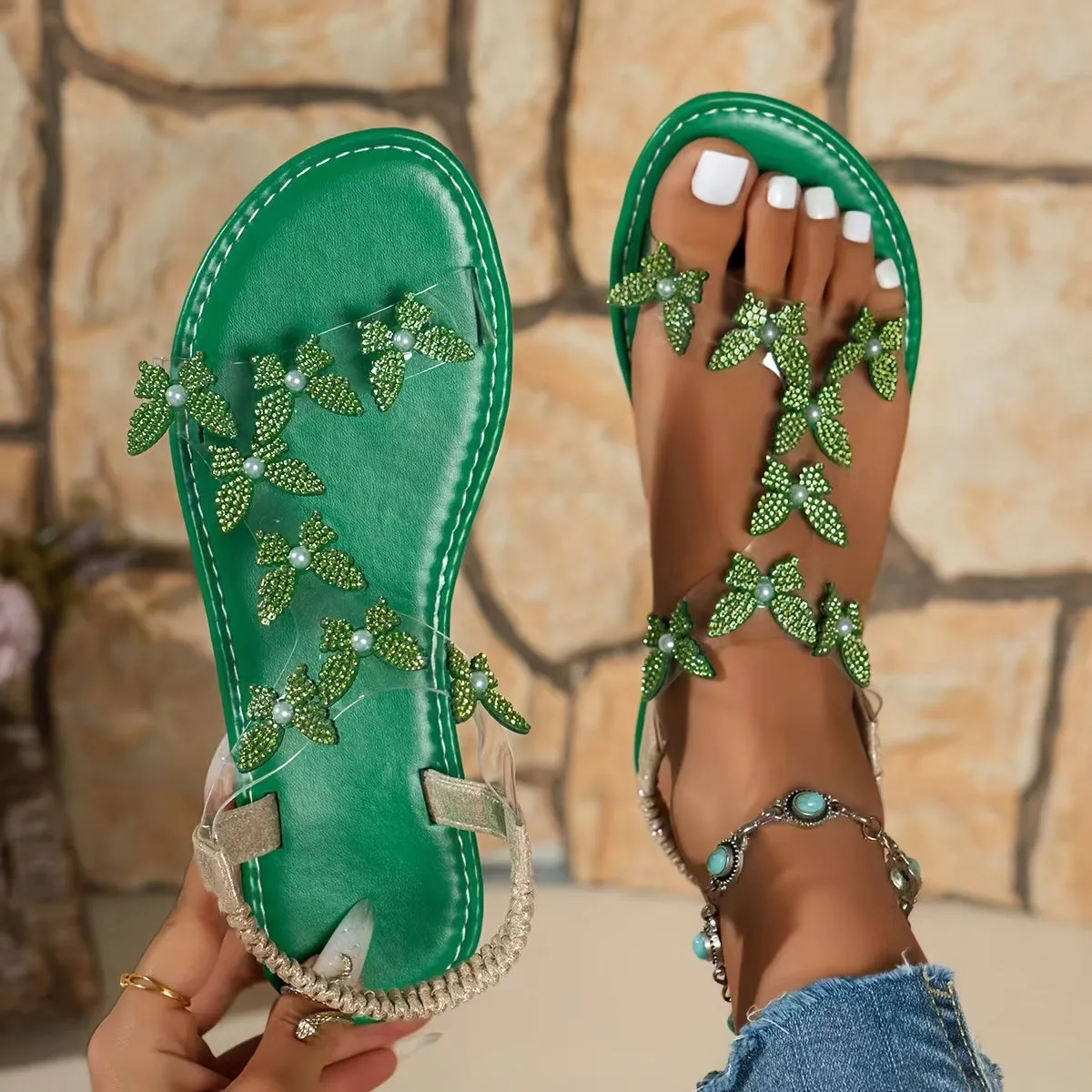 Elegant Butterfly Sandals, Ankle Strap Vacation Shoes
