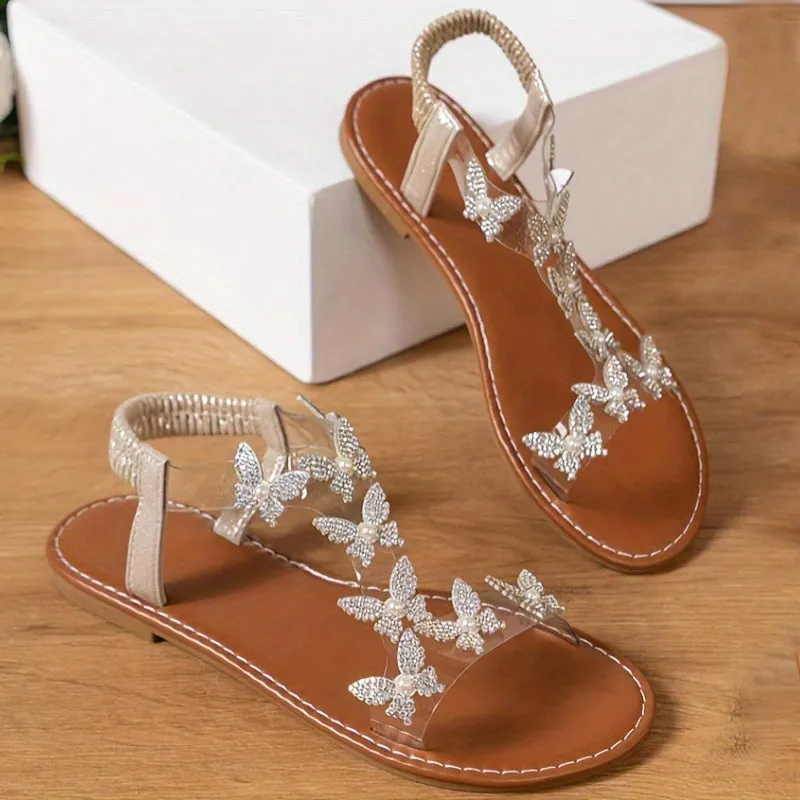Elegant Butterfly Sandals, Ankle Strap Vacation Shoes