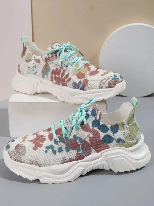 Foot-Supportive Trainers with Artistic Flower Design