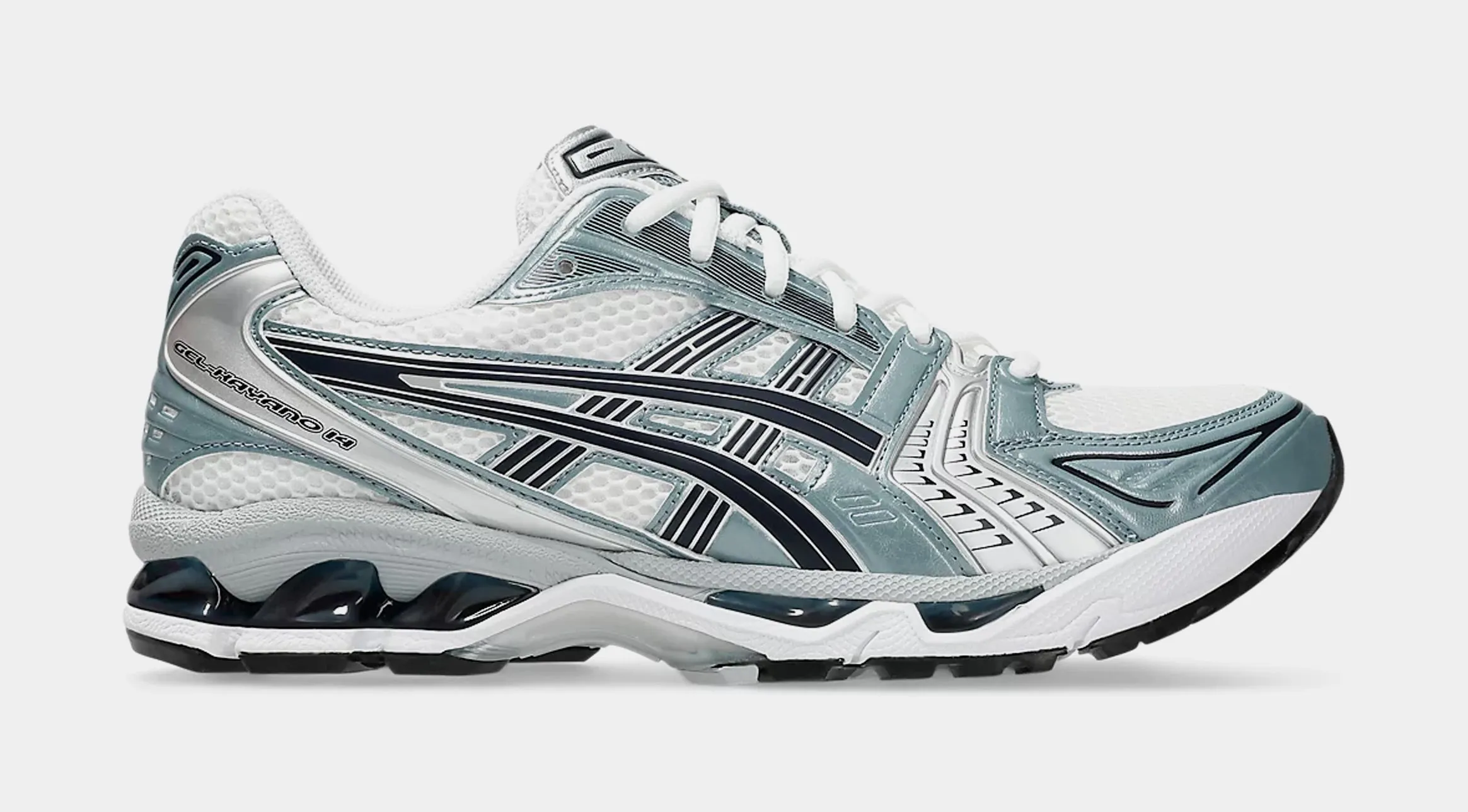 Gel Kayano 14 Mens Running Shoes (White/Fjord Grey) Free Shipping