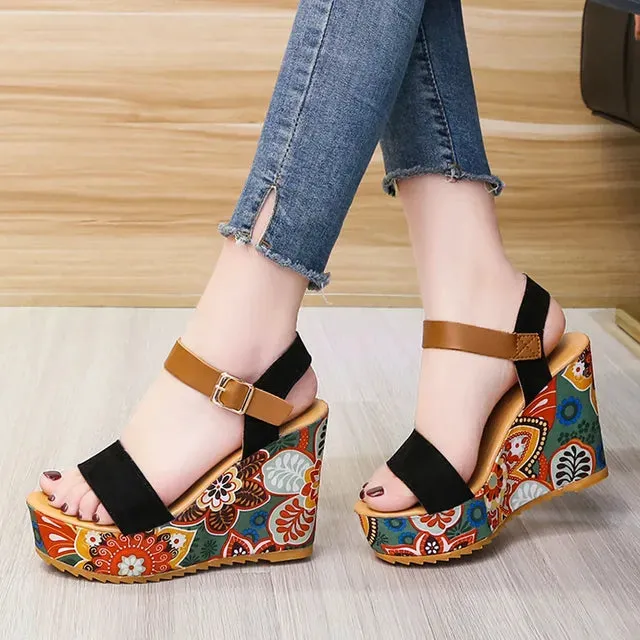 Heeled Sandals Summer Women - Elegant Platform Wedge Luxury Heels