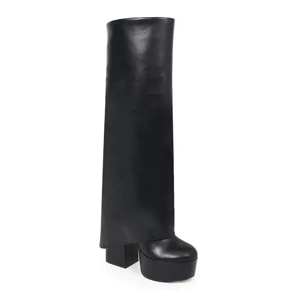 Knee High Fold Over Boots Roy-2 Liliana