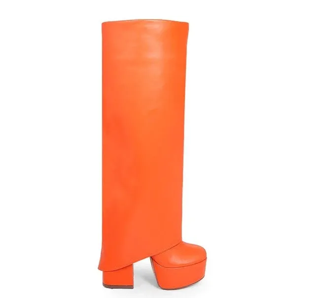 Knee High Fold Over Boots Roy-2 Liliana