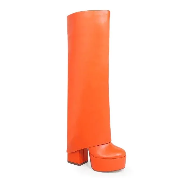 Knee High Fold Over Boots Roy-2 Liliana