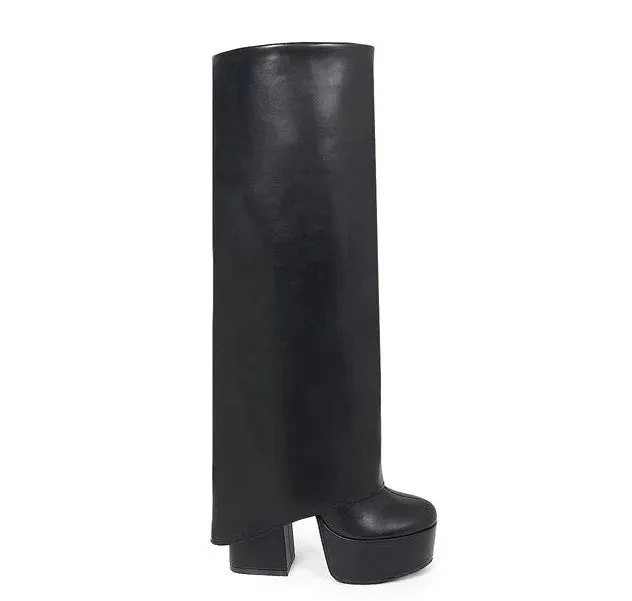 Knee High Fold Over Boots Roy-2 Liliana