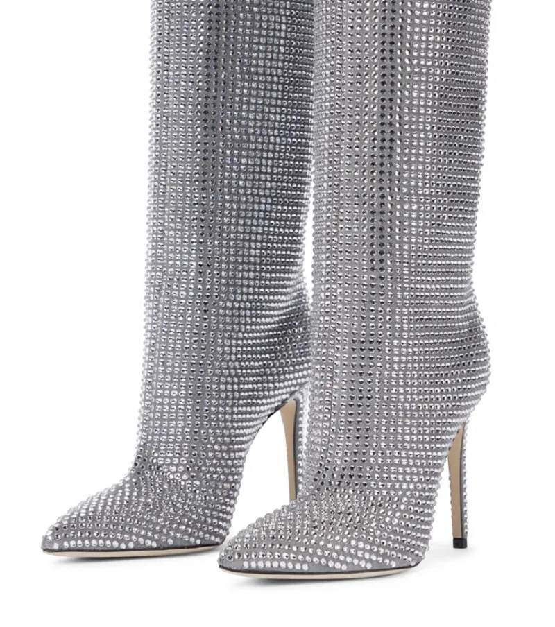 Lorena Rhinestone Sequin Knee High Boots - 9 Colors