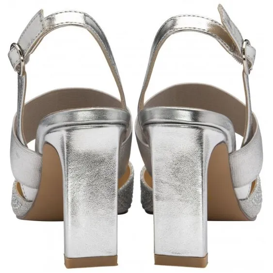 Lotus "Joie" Silver Diamante Sling back