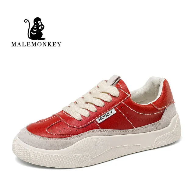 MALEMONKEY Women Sneakers Lace-up Casual  Breathable Flat Bottom Comfortable