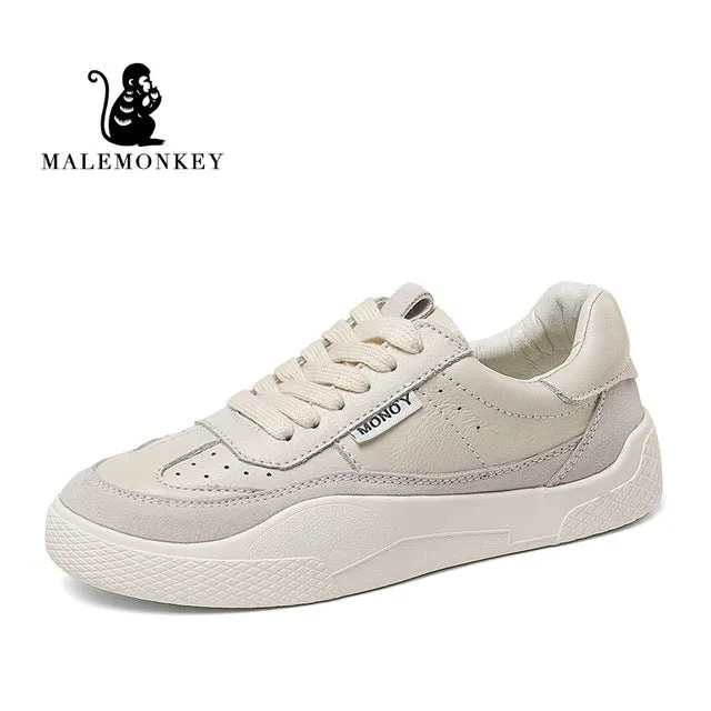 MALEMONKEY Women Sneakers Lace-up Casual  Breathable Flat Bottom Comfortable