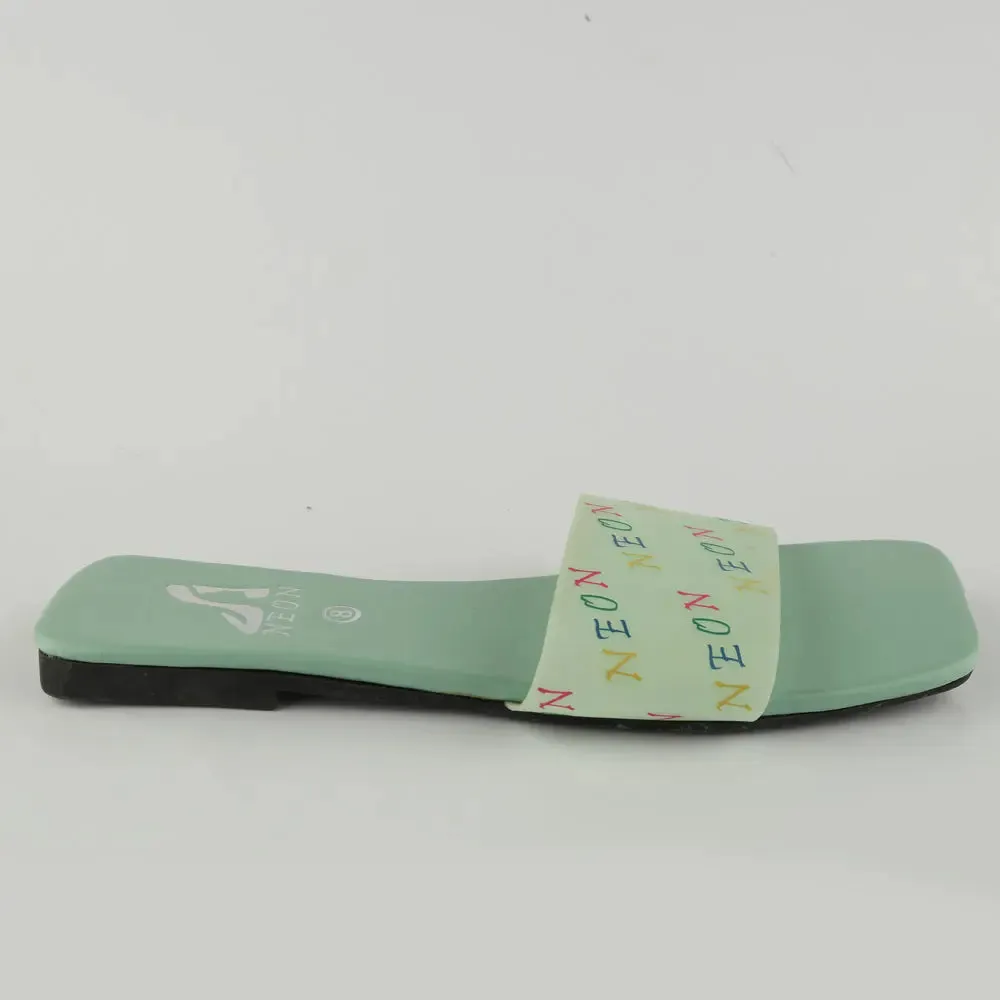 Neon Signature Slipper Sea Green