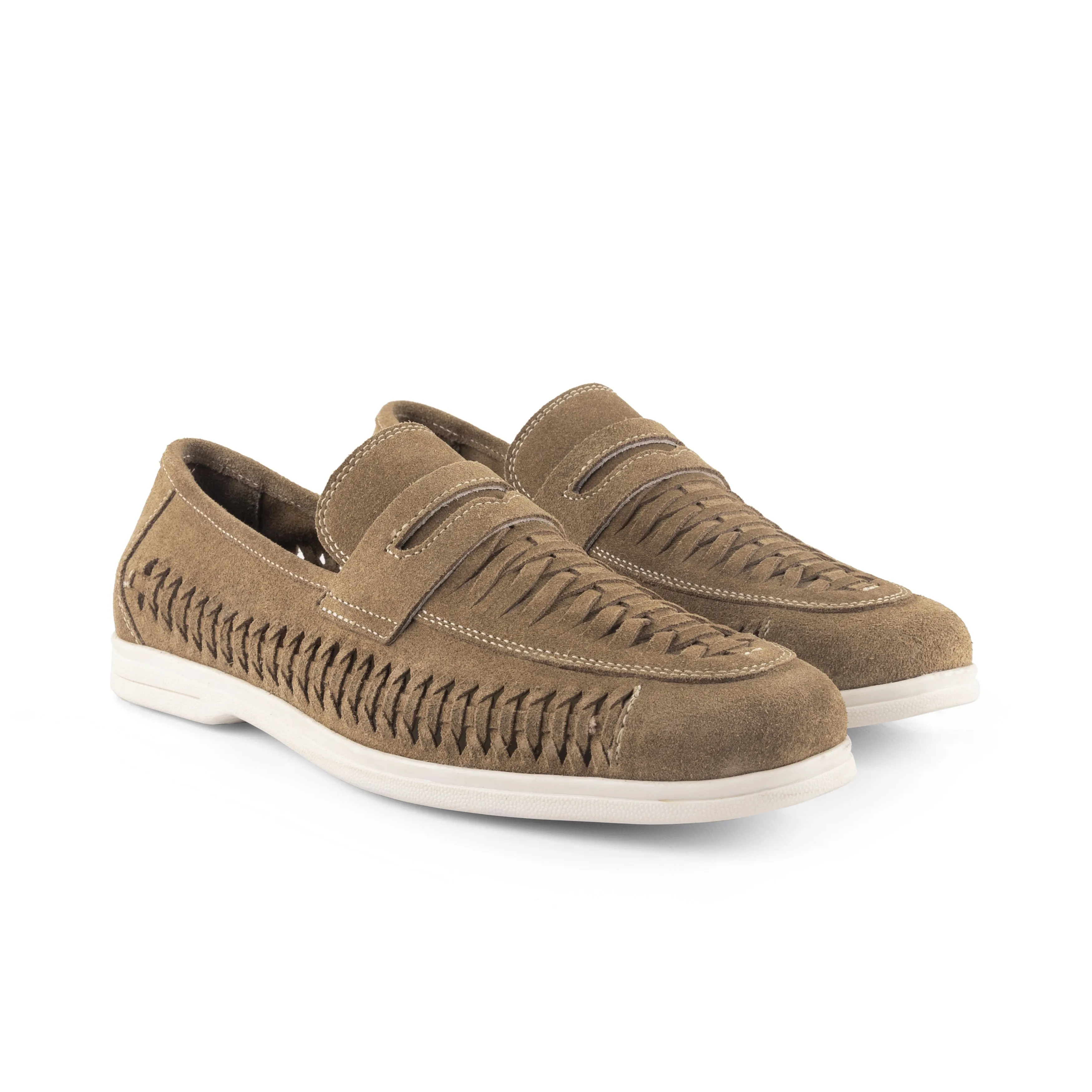 Perth Suede Leather Woven Loafer - Butter Brown