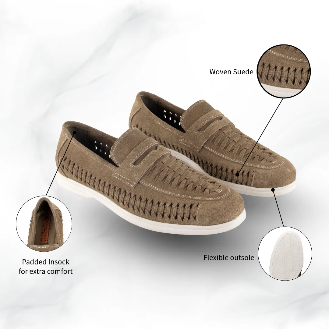 Perth Suede Leather Woven Loafer - Butter Brown