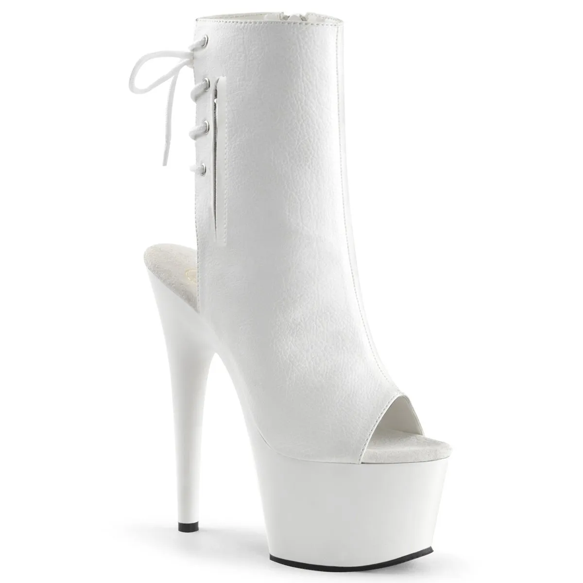 Pleaser Adore 1018 Womens 7" Heel, Platform Back Lace Peep-Toe Ankle Boots