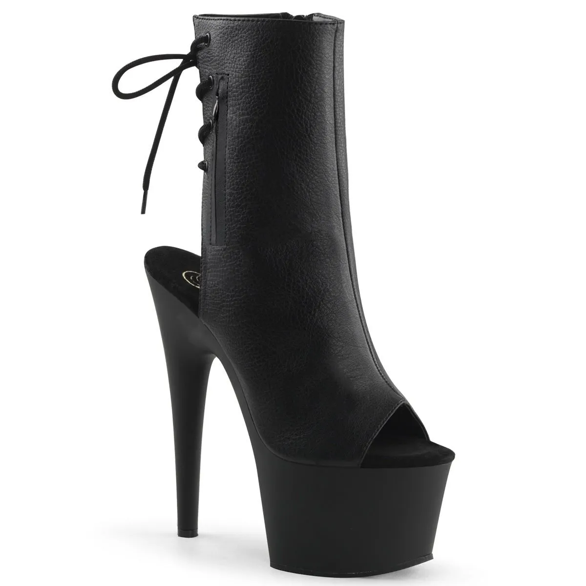 Pleaser Adore 1018 Womens 7" Heel, Platform Back Lace Peep-Toe Ankle Boots