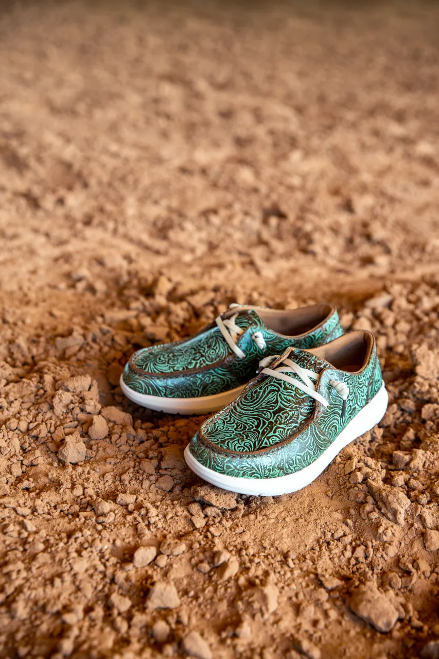 Vintage Turquoise Floral Ariat Hilo