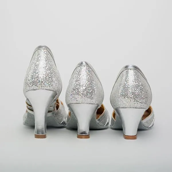 Women's Elegant Laser Sequin Cha Cha Dance Shoes 86045006S