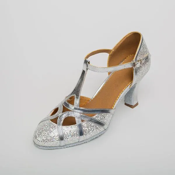 Women's Elegant Laser Sequin Cha Cha Dance Shoes 86045006S