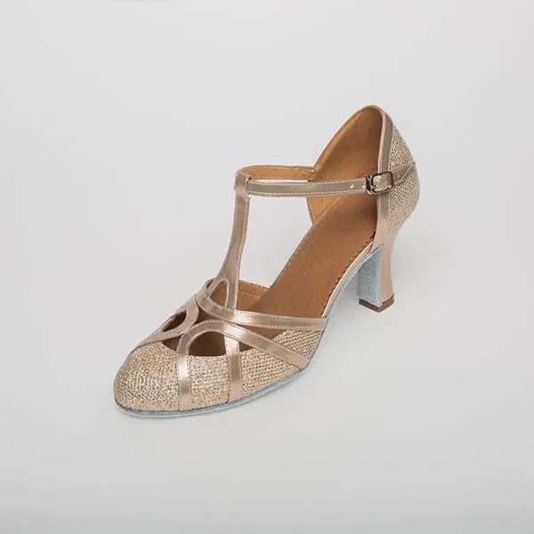 Women's Elegant Laser Sequin Cha Cha Dance Shoes 86045006S