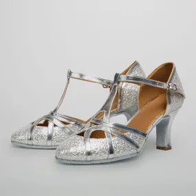Women's Elegant Laser Sequin Cha Cha Dance Shoes 86045006S