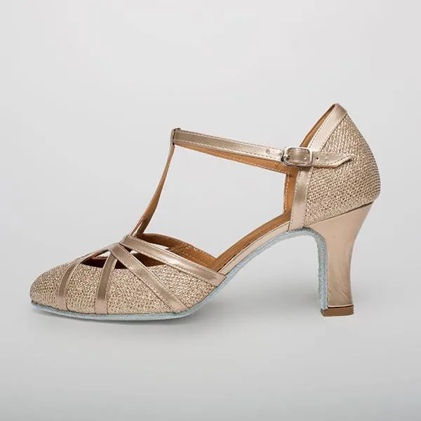 Women's Elegant Laser Sequin Cha Cha Dance Shoes 86045006S